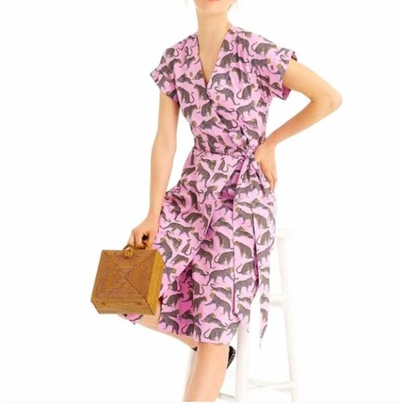 J. Crew Dresses & Skirts - J. CREW Ratti Leopard Animal Print Wrap Dress Lavender Pink Sz 2 {3E11}